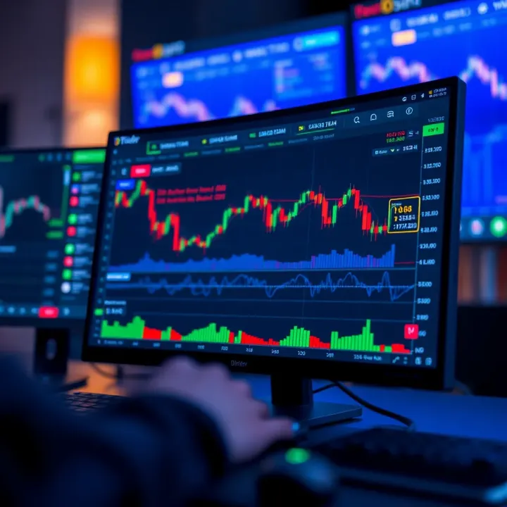 User interface showcasing the DTrader platform with charts and trading options