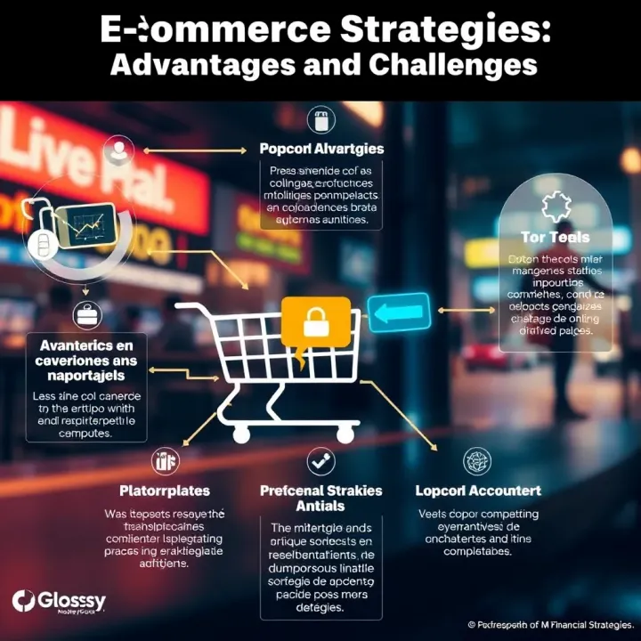 Graphical representation of e-commerce strategies highlighting advantages and challenges in online marketplaces