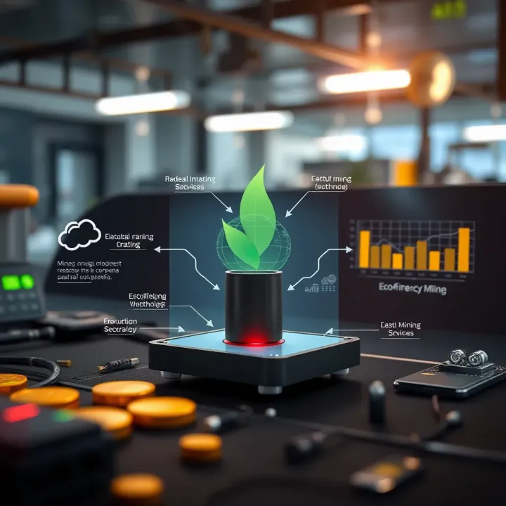 Diagram depicting eco-friendly mining technologies reducing environmental impact