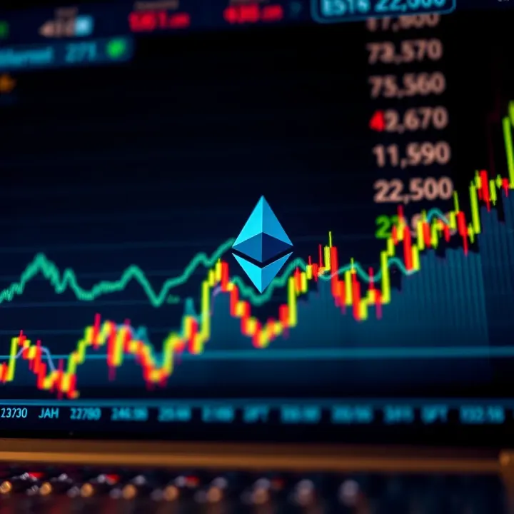 Graph showing Ethereum price fluctuations and market trends over time
