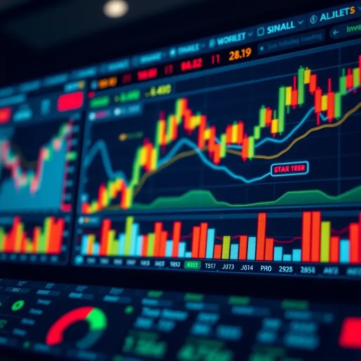 Illustration of a digital dashboard displaying various financial indicators used to interpret trading signals