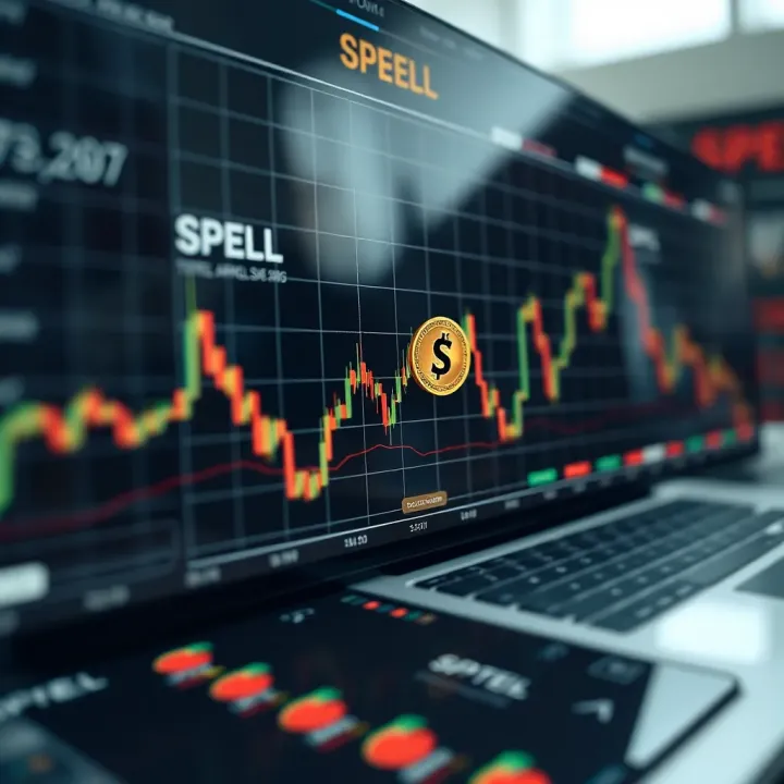 Graph showing the market trends and price fluctuations of SPELL token over time