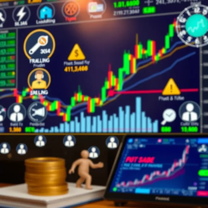Various financial instruments and customer support icons representing forex broker features