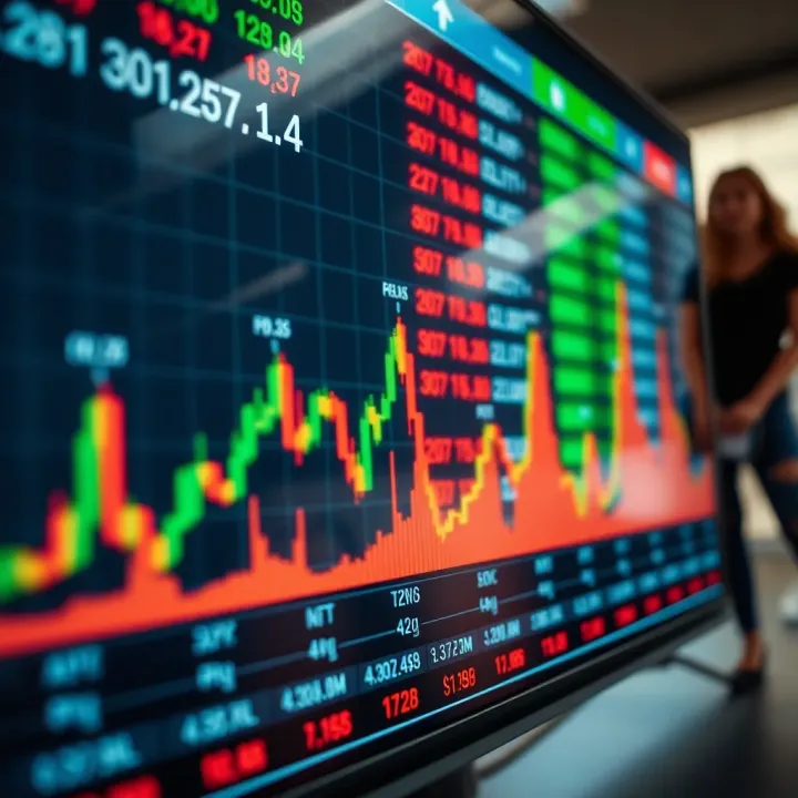 Graph displaying automated Forex trading performance with digital data overlay
