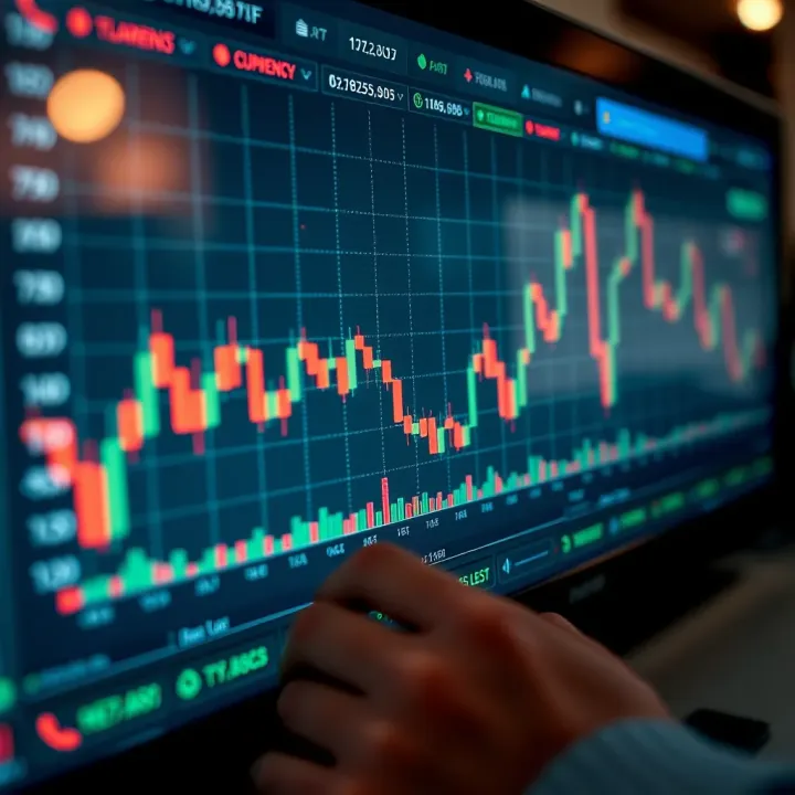 Chart displaying currency exchange trends emphasizing risk management strategies