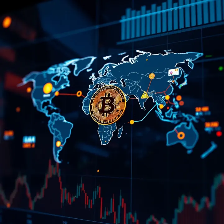 World map illustrating global events impacting cryptocurrency market dynamics