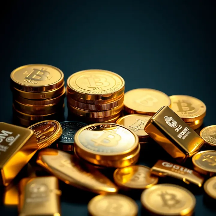Various gold items including coins and bars illustrating different forms and purity levels
