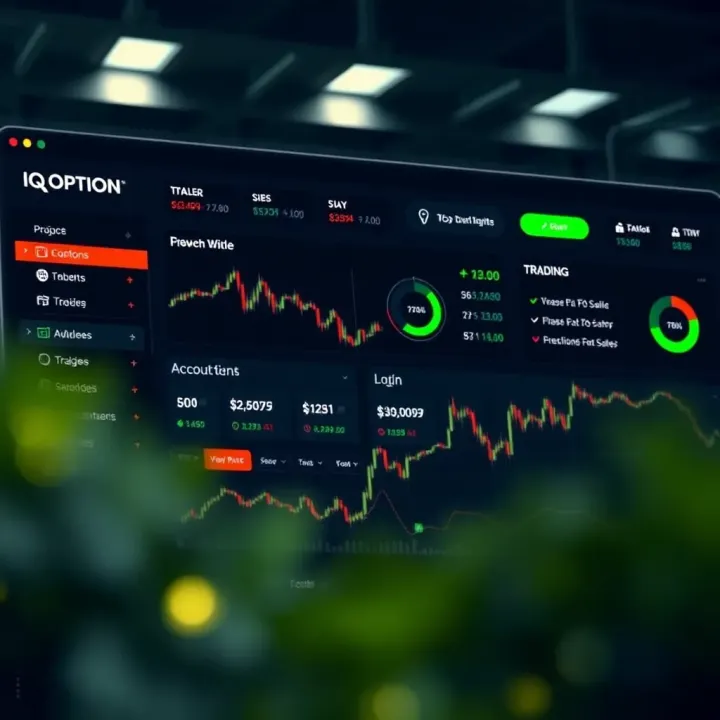 Dashboard view of IQ Option platform displaying trading options and account overview after successful login