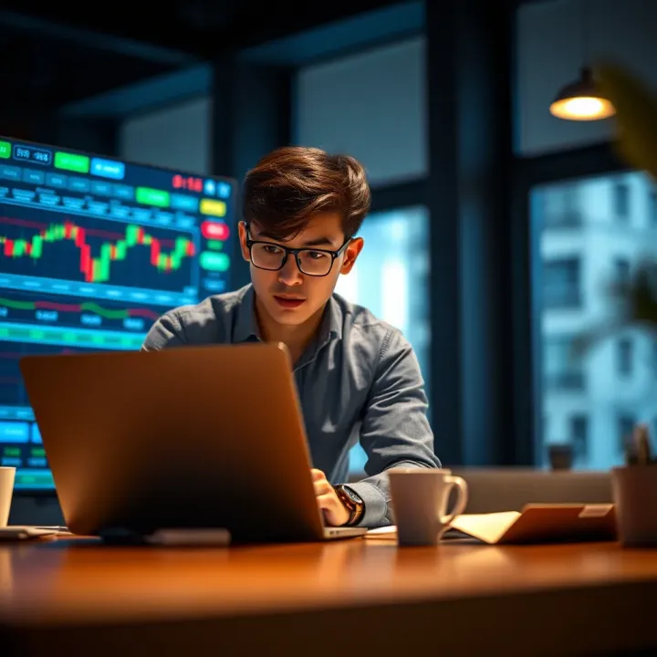 Investment Strategies and Security Tips for IQ Option Beginners Illustration of a beginner using a laptop to learn investment strategies and manage account security on IQ Option