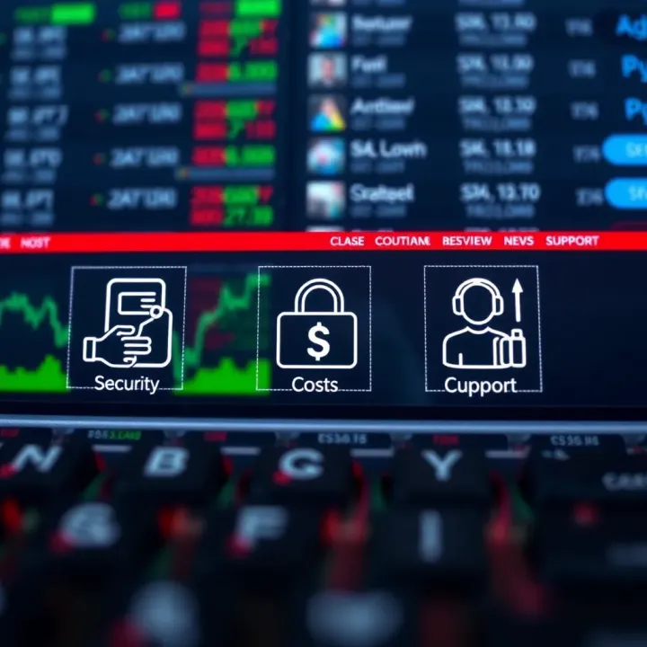 Icons representing security, costs, and customer support features