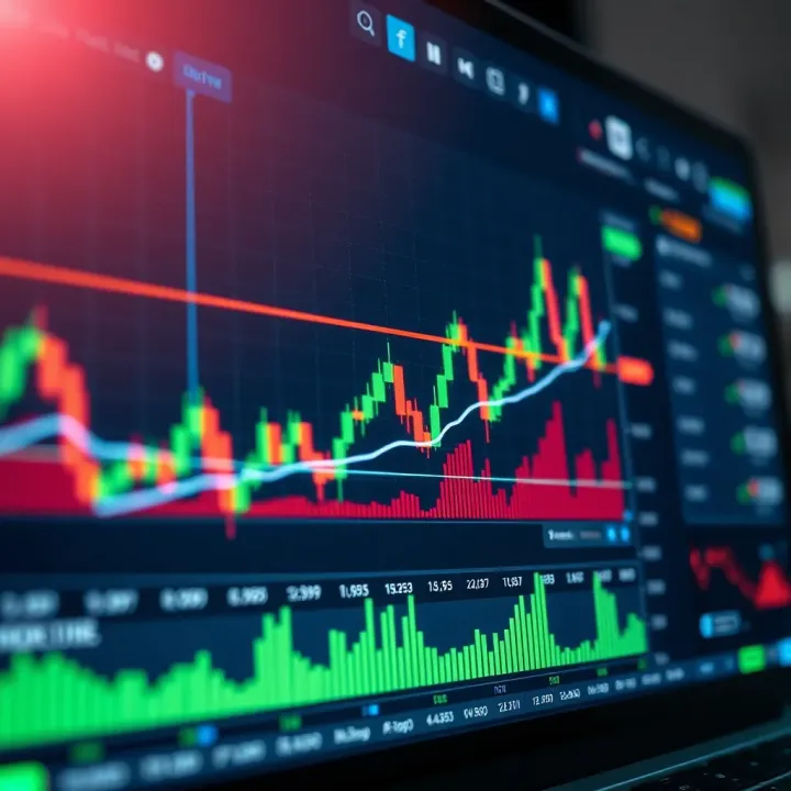 Graph displaying various trading indicators on IQ Option platform interface