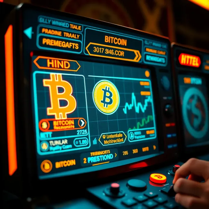 Retro style video game interface showing early Bitcoin rewards system
