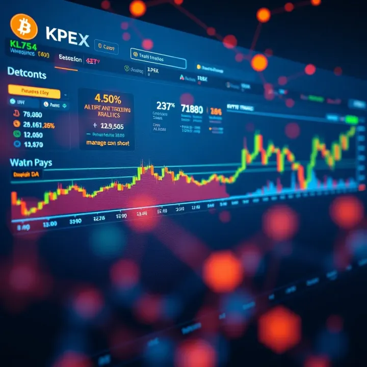 Graphical interface of KPEX platform showcasing AI-driven analytics and cryptocurrency trading insights