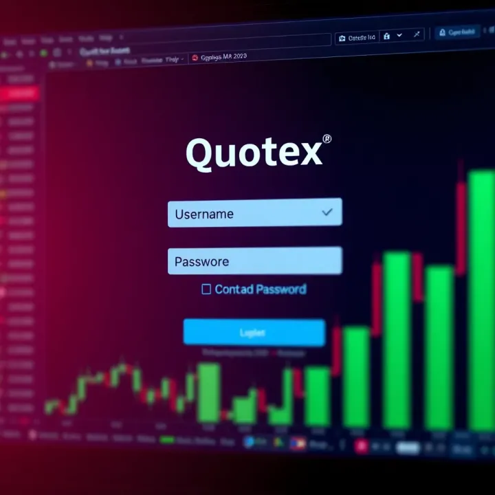 Login screen interface of Quotex platform showing username and password fields