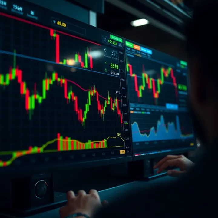 Financial charts and trading interface illustrating market simulations