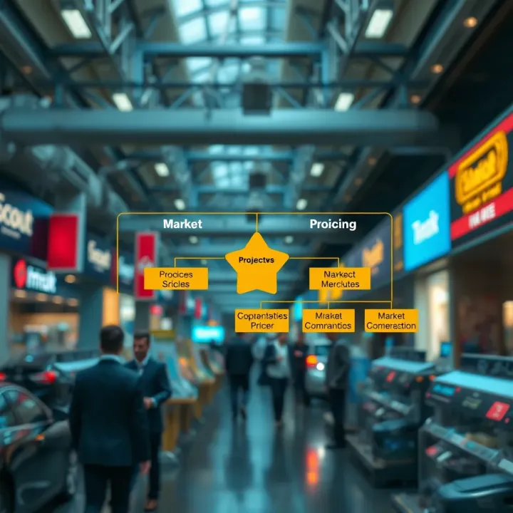 Influence of Market Structures on Pricing and Competition Dynamics Diagram showing the impact of market structures on pricing strategies and competitive behavior among businesses