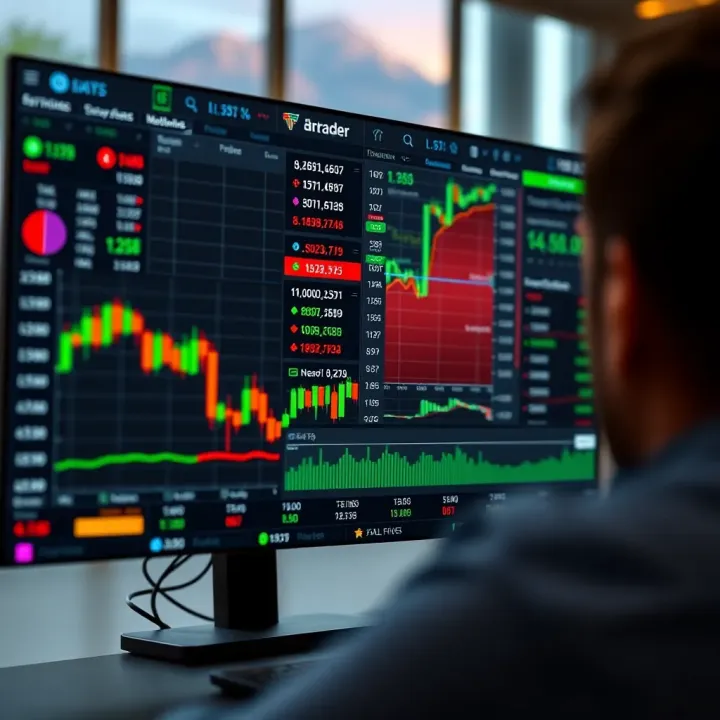 Overview of a Binary Options Trading Platform Interface of a binary options trading platform showing various financial assets and trading options