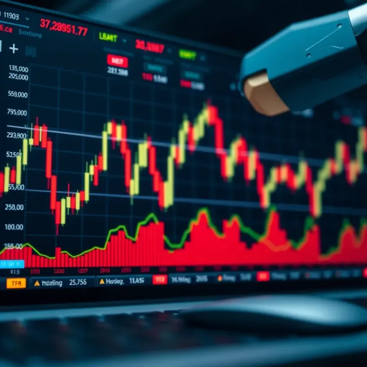 Graph showing automated trading bot analyzing market trends on a digital interface