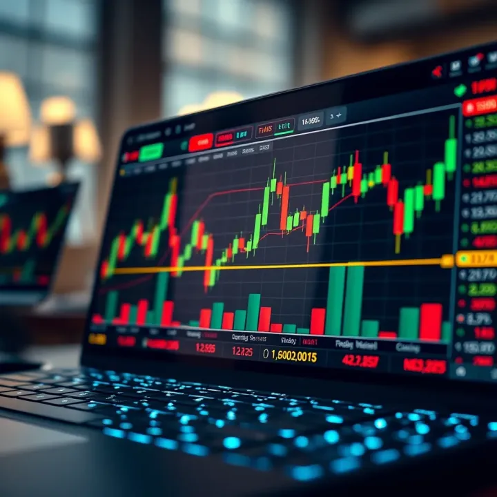 Key Features of the Pocket Option Trading Platform Graph and chart showcasing dynamic financial trading data on a digital platform