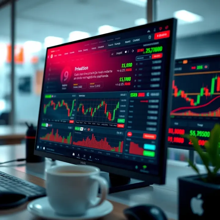 Interface of PocketOption trading platform showcasing various trading options and market charts