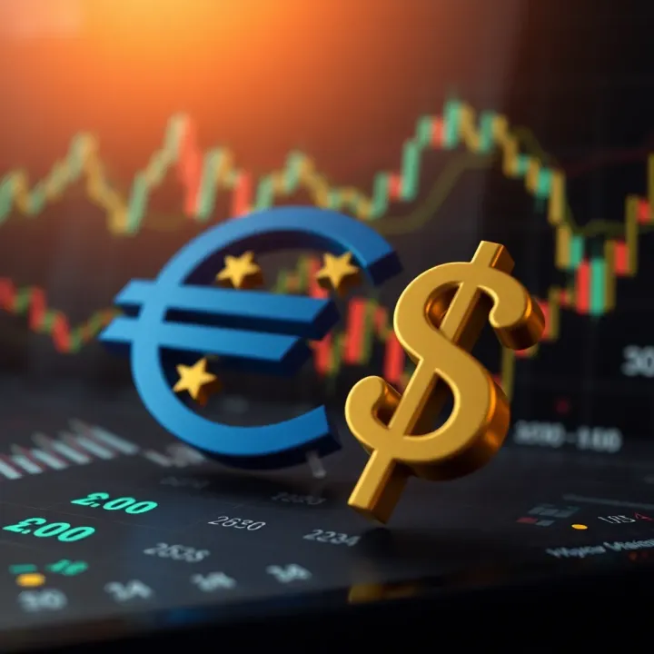 Impact of Political and Financial Factors on Euro-Dollar Currency Dynamics Visual representation of political and financial factors impacting the euro and dollar currency relationship