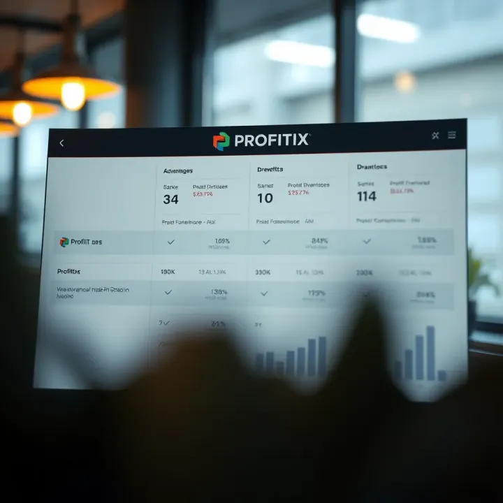 Comparison chart highlighting Profitix advantages and disadvantages alongside competitor tools