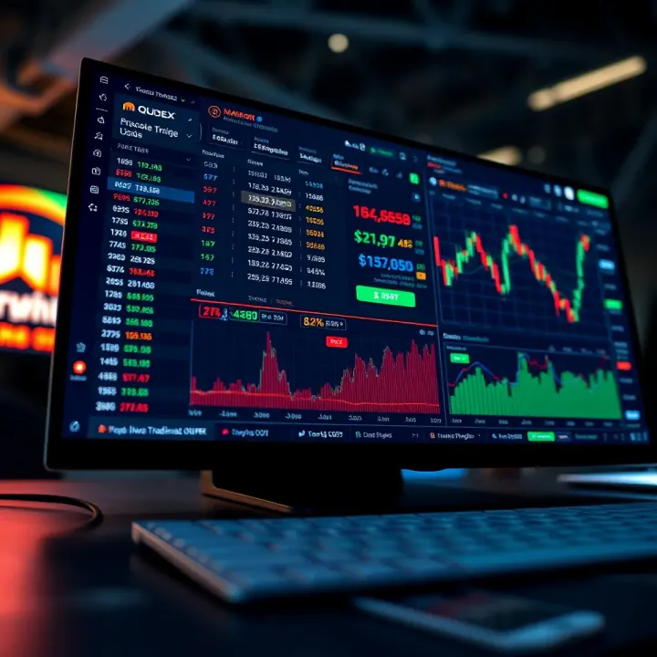 Overview of the Quoex online trading platform interface showing diverse investment options and market charts