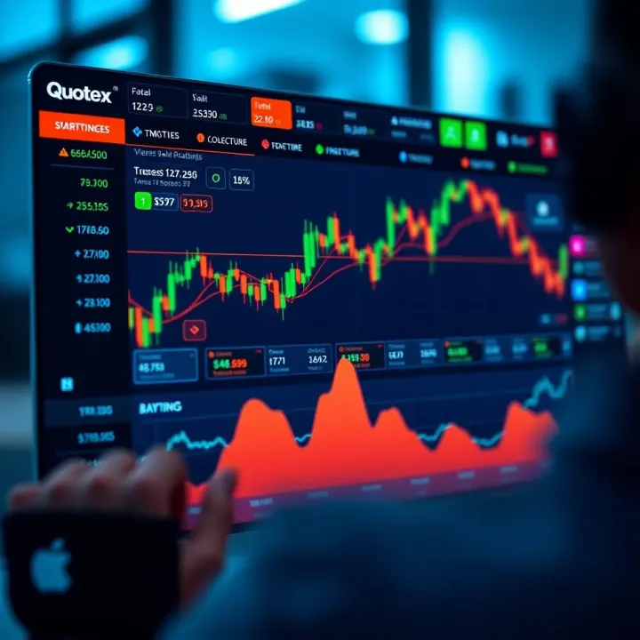Quotex demo account interface showcasing trading options and balance