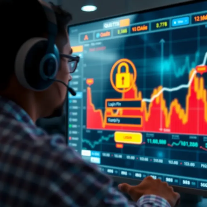 Secure login screen emphasizing safety features of Quotex digital trading platform