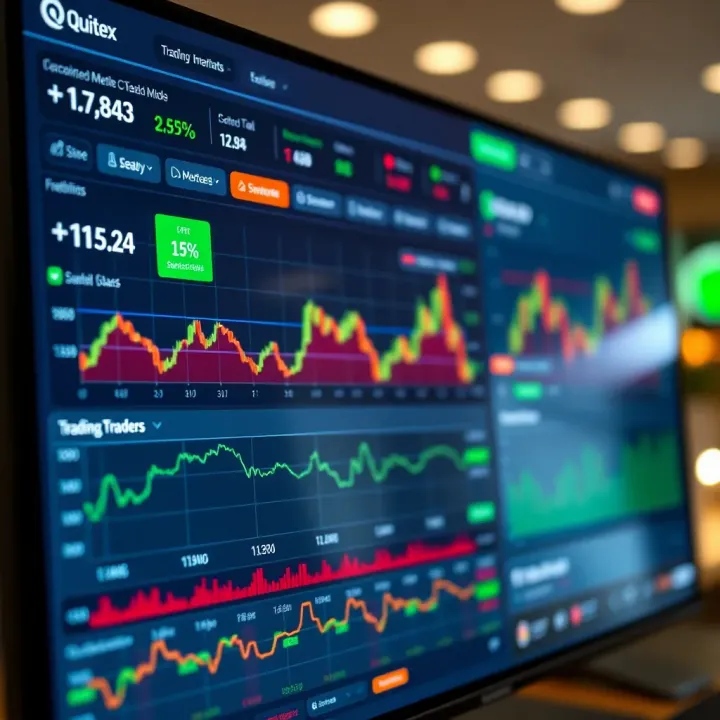 Dashboard displaying digital trading metrics and market trends on Quotex Sing platform