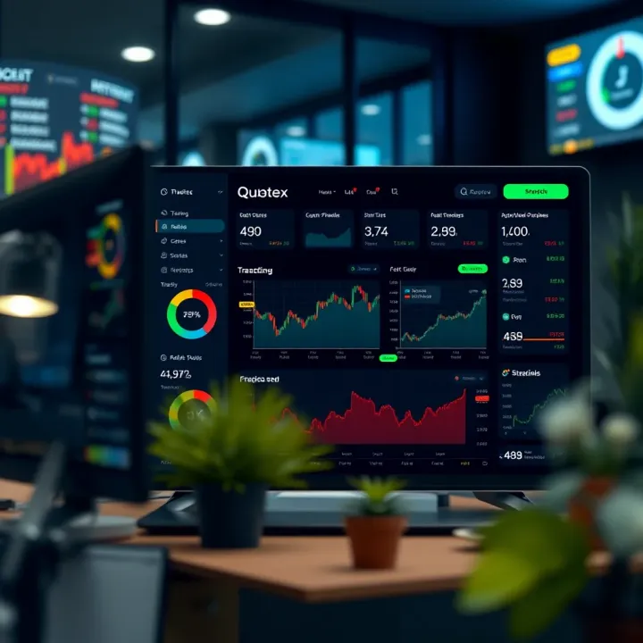 Overview of Quotex Trader Dashboard Features Dashboard displaying various trading tools and account summary after logging into Quotex