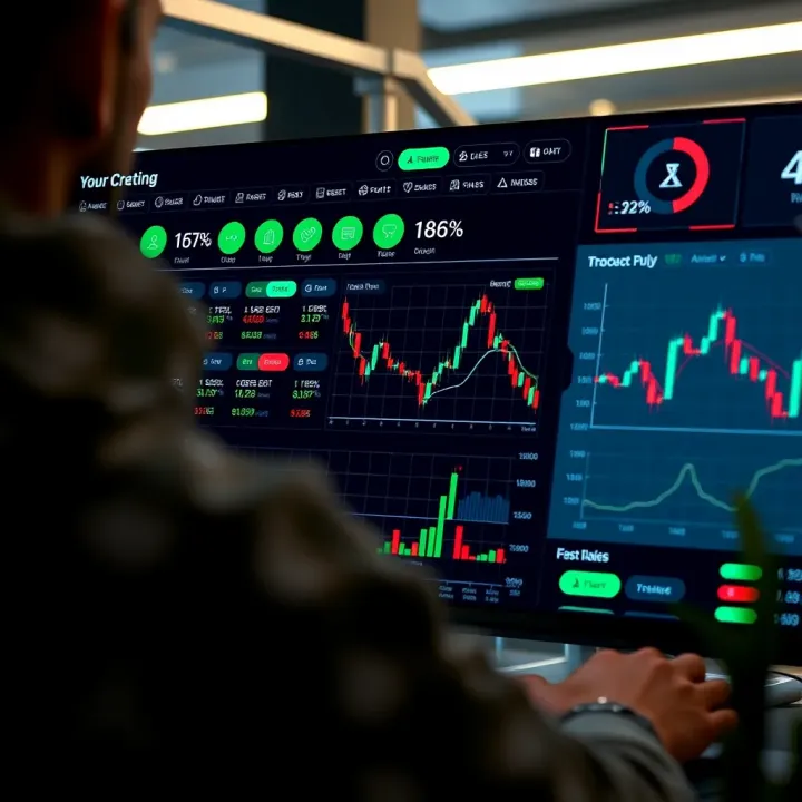 User interface of Quotex trading platform showing various asset options and trading tools