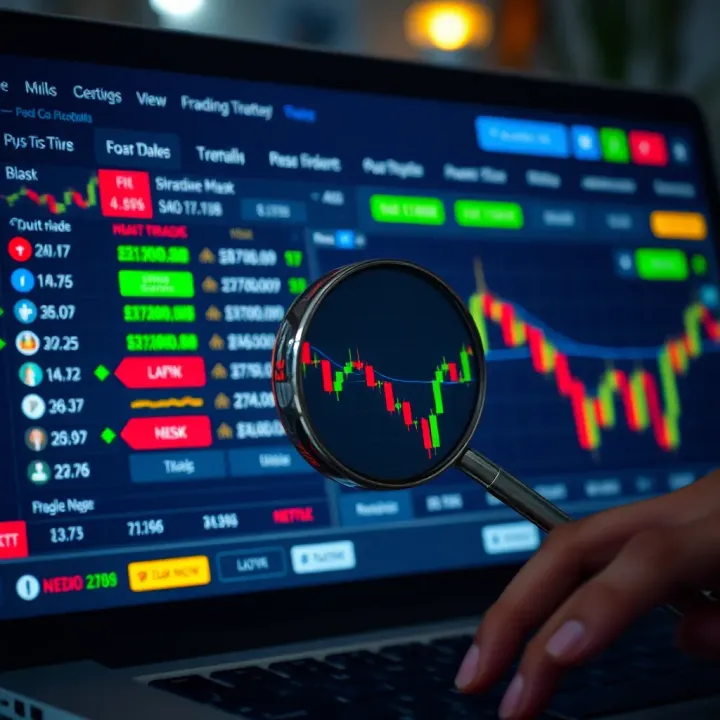 Secure online platform interface showing investment options and risk indicators
