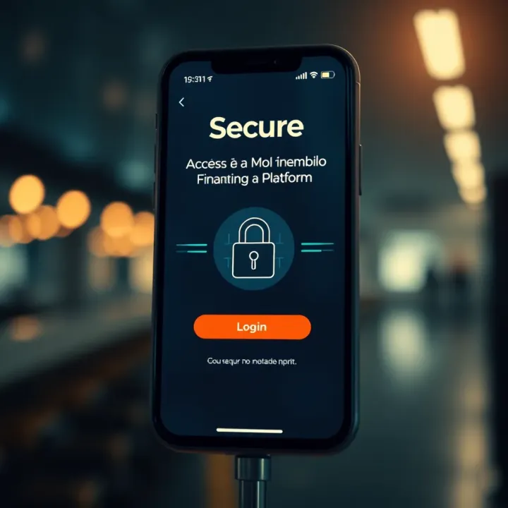 Secure login screen for a financial trading app emphasizing mobile security features