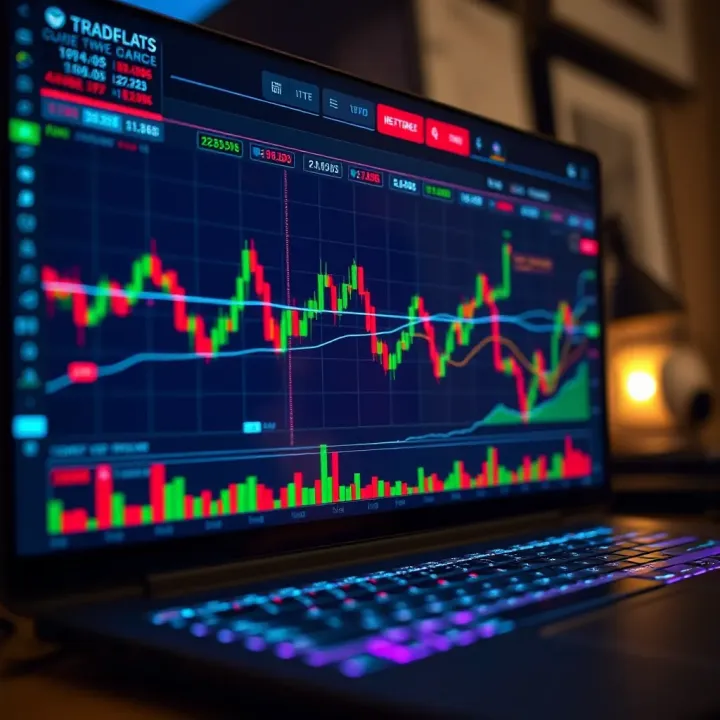 Interactive financial charts with technical indicators on TradeView platform