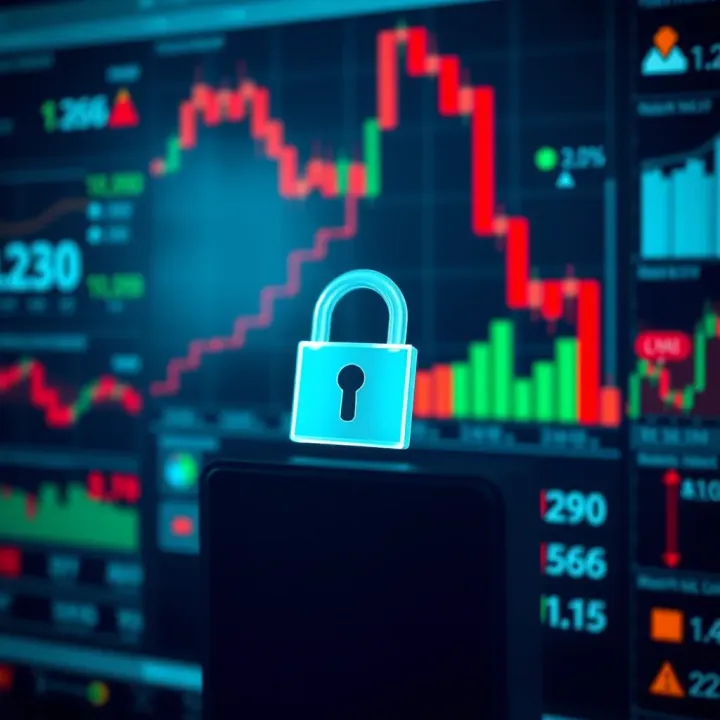 Security features and regulatory compliance icons associated with online trading platforms