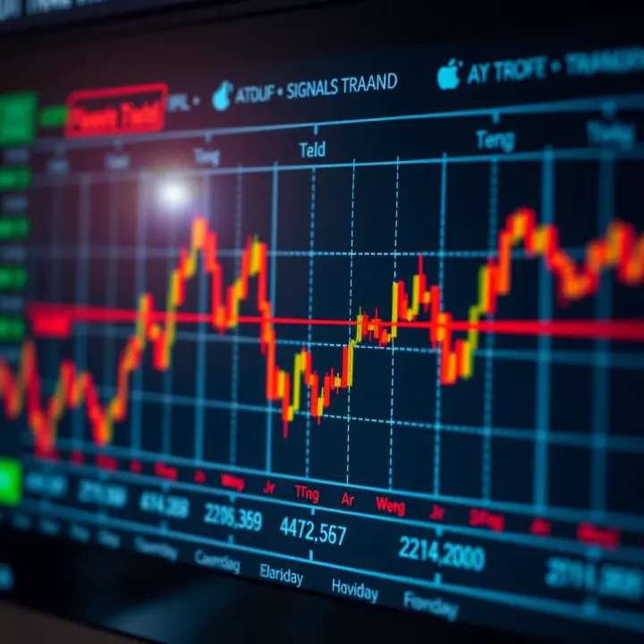 Graph showing upward and downward trends representing trading signals for buying and selling