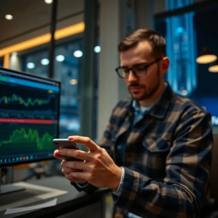 User navigating mobile device to troubleshoot connection issues with Quotex app