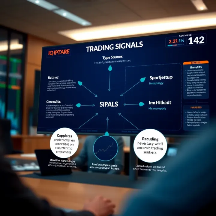 Diagram illustrating types and sources of trading signals with benefits and risks