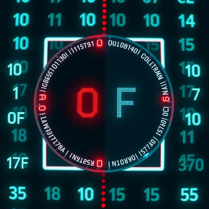 Diagram showing binary digits representing data with on and off states
