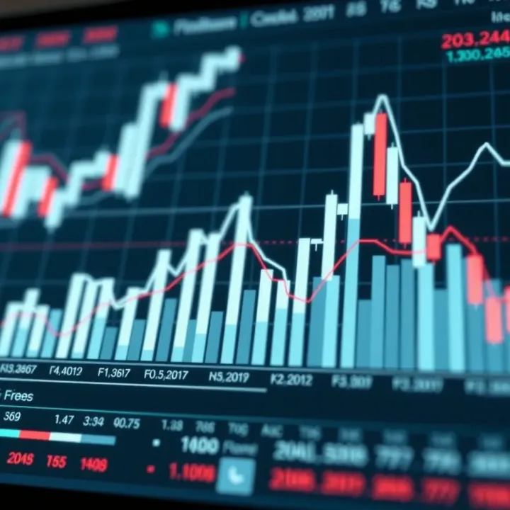 Graph depicting financial profit and loss trends with bars and lines