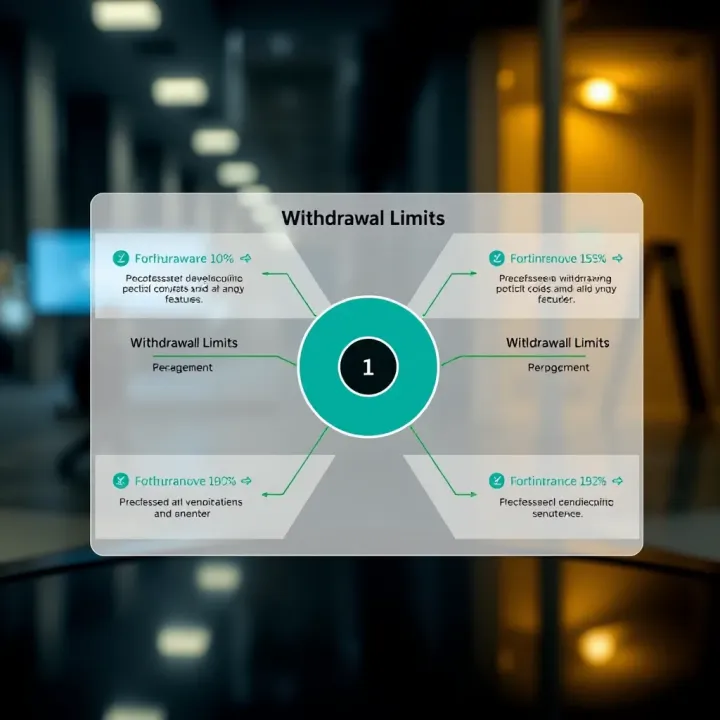 Diagram illustrating withdrawal limits and key features on the Quotex trading platform interface