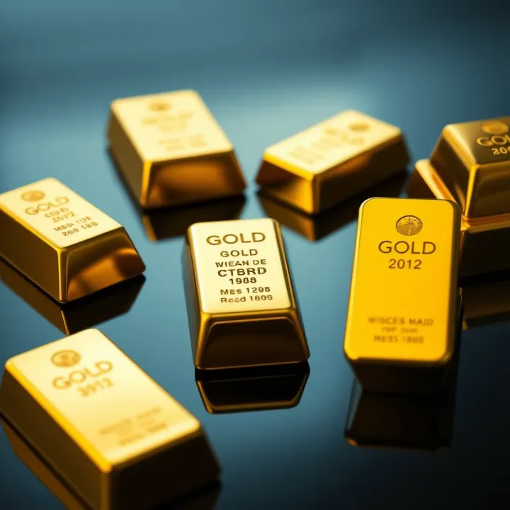 Comparison of Various Gold Bar Sizes and International Standards Different sizes of gold bars arranged to compare weights and international standards